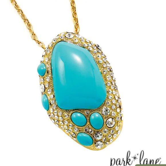 Park Lane Jewelry - Park Lane Lady Shirley Turquoise Austrian Crystals Statement Pendant Necklace